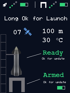 Telecommande — Prelaunch, a TFT_eSPI interface for a 240×320 display