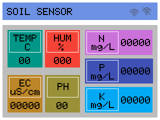 Soil Sensor — Screen 74490, a TFT_eSPI interface for a 320×240 display