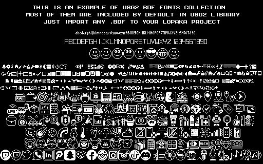 ICONIC FONTS — Screen 4223, a U8g2 interface for a 512×320 display