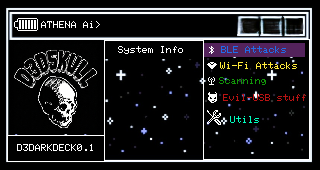 D3.DarkDeck cyberwatch — main menu, a TFT_eSPI interface for a 320×170 display