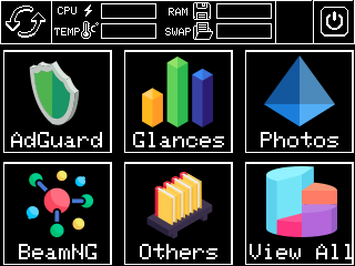 Server Control Panel — Screen 72315, a TFT_eSPI interface for a 320×240 display